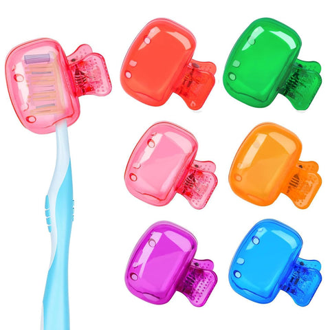 6-Pack Portable Toothbrush Covers – Travel Toothbrush Protector Caps/Clips for Home, Bathroom, Camping