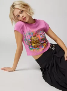 Trendy Printed Crop Top for Casual Wear